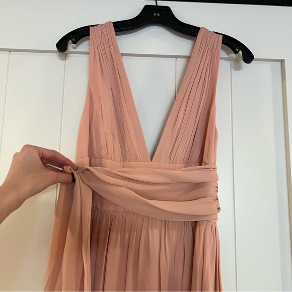 Silk Tie Waist Gown in Bisque - Picture 3 of 5